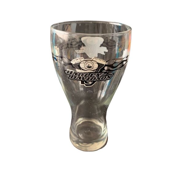Pre Owned Harley Davidson Motorcycles Pilsner Glass Beer Thick Base Unique - Picture 1 of 11